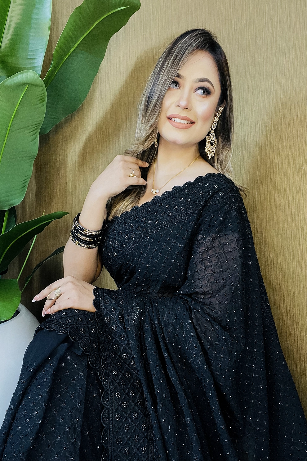 Black Diamond Soft Chiffon Georgette Saree